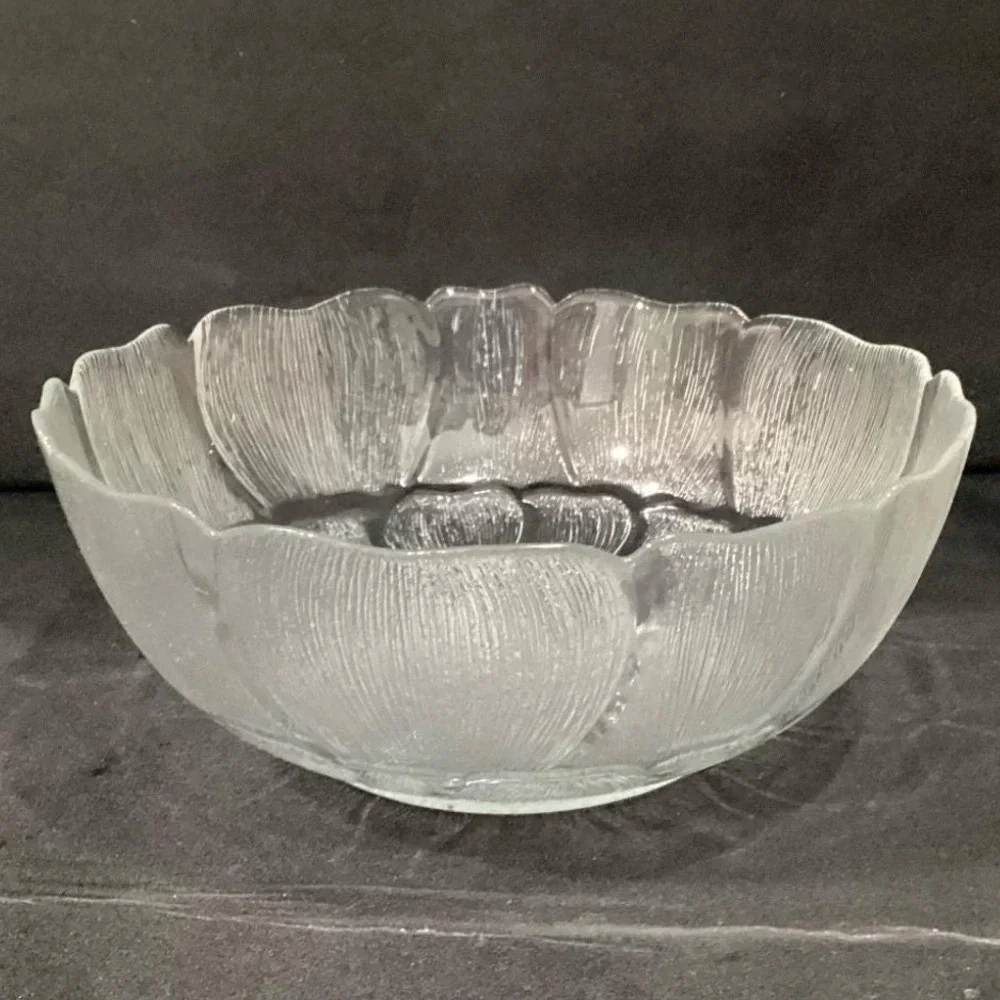 Arcoroc Fleur Serving Bowl, Vintage Clear Tempered Glass Replacement Centerpiece